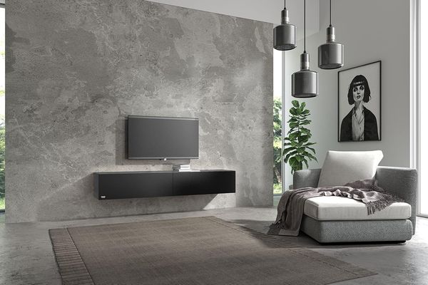 Wuun® 140cm/Schwarz-Matt (Korpus Schwarz-Matt)/8 Größen/5 Farben/TV Lowboard TV Board hängend Hängeschrank Wohnwand/Somero