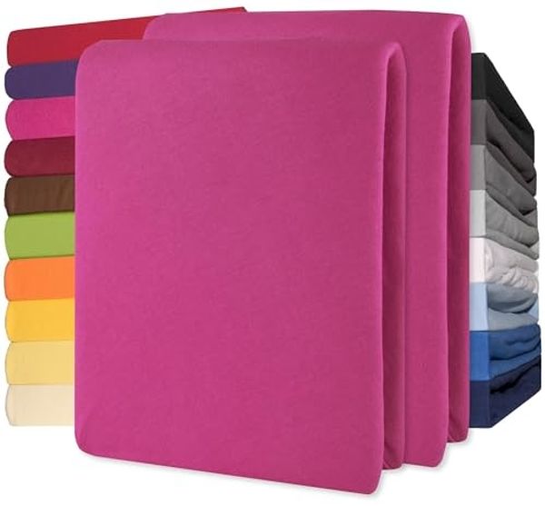 CelinaTex Jersey Topper Spannbettlaken Lucina 200x200-200x220 cm pink 100% Baumwolle gekämmt bis 12cm Matratzenhöhe Oeko-TEX