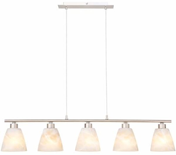 Hängeleuchte, Glas weiß, Alabaster Optik, nickel, L 93 cm
