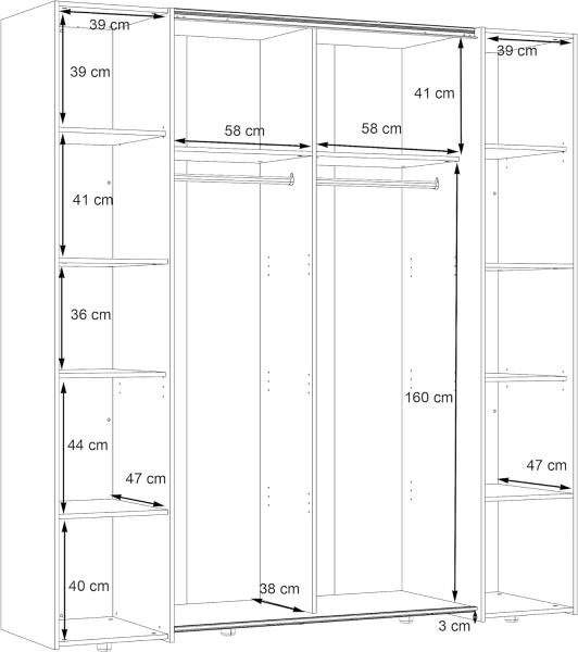 Forte 'Narago' Kleiderschrank, Holzwerkstoff weiß, 200,1 x 210 x 61,2 cm, mit Spiegel Bild 7