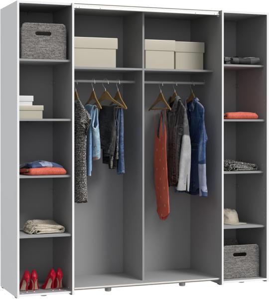 Forte 'Narago' Kleiderschrank, Holzwerkstoff weiß, 200,1 x 210 x 61,2 cm, mit Spiegel Bild 8