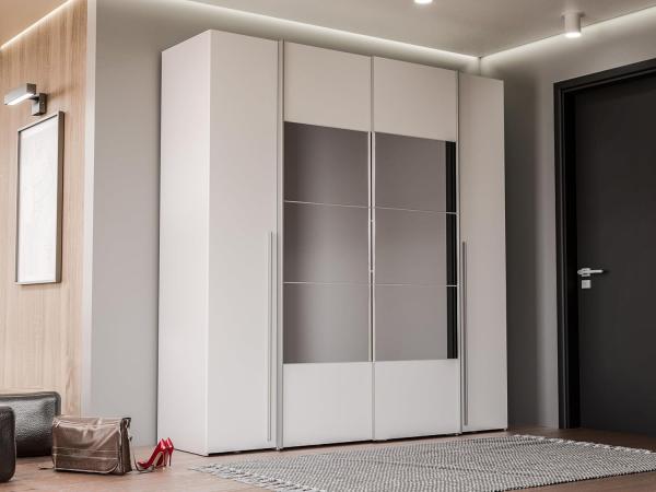 Forte 'Narago' Kleiderschrank, Holzwerkstoff weiß, 200,1 x 210 x 61,2 cm, mit Spiegel Bild 4