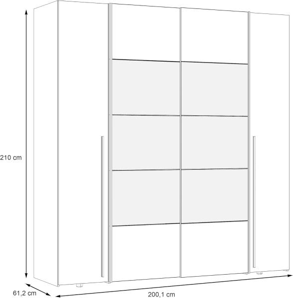 Forte 'Narago' Kleiderschrank, Holzwerkstoff weiß, 200,1 x 210 x 61,2 cm, mit Spiegel Bild 2