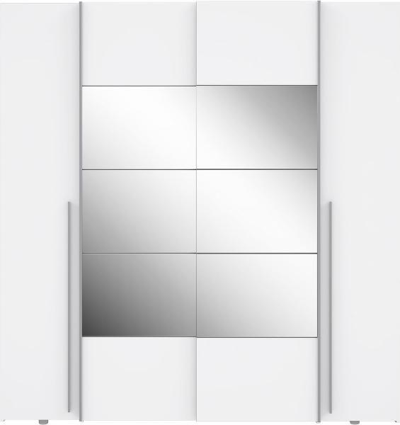 Forte 'Narago' Kleiderschrank, Holzwerkstoff weiß, 200,1 x 210 x 61,2 cm, mit Spiegel Bild 3