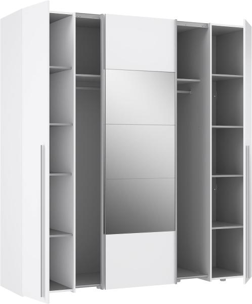 Forte 'Narago' Kleiderschrank, Holzwerkstoff weiß, 200,1 x 210 x 61,2 cm, mit Spiegel Bild 6