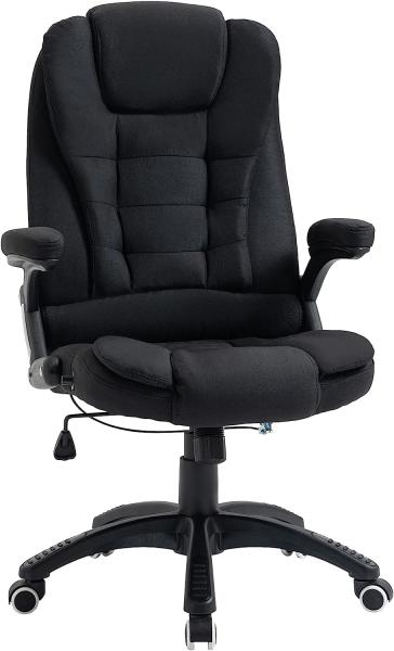 Vinsetto Bürostuhl Computerstuhl entspanntes Hinlegen höhenverstellbarer Schreibtischstuhl ergonomisch 360° Schaumstoff PP-Kunststoff leinenartiges Polyester Schwarz 64 x 64 x 100-109,5 cm