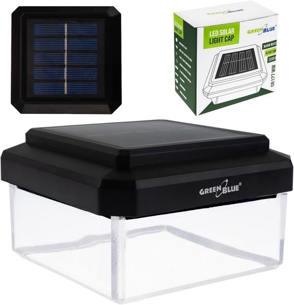 GreenBlue Solar LED Pollerleuchte 100×100 mm hüllenförmiges Lampendach 3200K GB128 WW