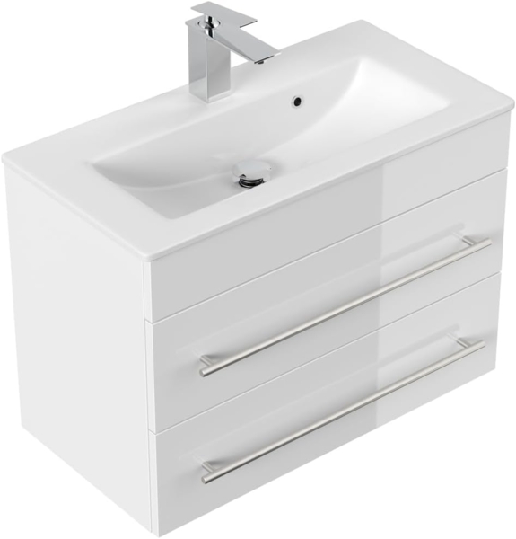 Badmöbel Mars 700 SlimLine SoftClose weiss hochglanz : Weiss hochglanz