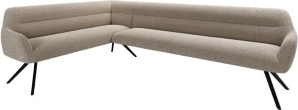 Esszimmerbank Taya-Flex 285x190 cm Bouclé Schlamm Kreuzgestell kantig Schwarz Taschenfederkern Rechts