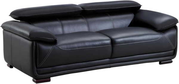 Vente-unique - Ledersofa 3-Sitzer - Schwarz - MACELO