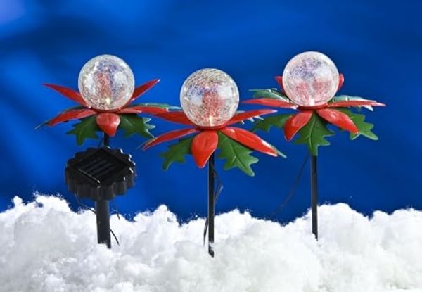 3er-Set LED Weihnachtsterne mit Farbwechsler Solarleuchte Weihnachtsbeleuchtung
