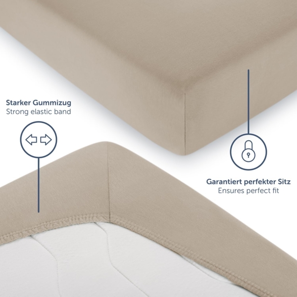 Blumtal® Baumwolle Spannbettlaken 80x160-180 cm Basics Jersey - Bettlaken 80x160 Kinder - Oeko-TEX zertifiziertes Spannbettlaken Beistellbett/Spannbettlaken Kinderbett 80x160-180 - Taupe Bild 4