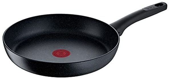 Tefal Bratpfanne Black Stone, Aluminium (1-tlg), Aluminium, Mineralia Antihaft, Thermo-Signal, alle Herdarten,Induktion