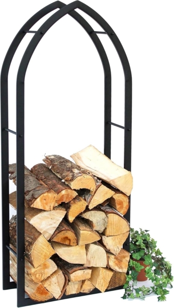 Kaminholzregal Innen Schwarz Metall Kaminholzständer MOS 123 cm Holzkorb Kaminholzhalter Feuerholzregal Holzregal