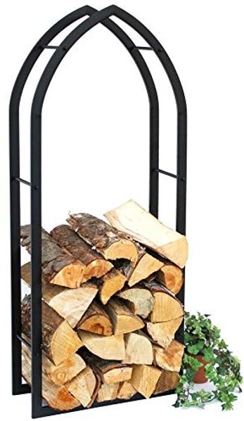 Kaminholzregal Innen Schwarz Metall Kaminholzständer MOS 123 cm Holzkorb Kaminholzhalter Feuerholzregal Holzregal