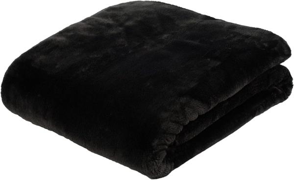 Premium Cashmere Kuscheldecke Tagesdecke Wohndecke 130 x 170 cm - Schwarz