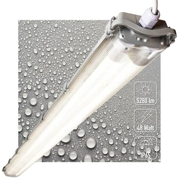 proventa LED Deckenleuchte Feuchtraumleuchte, LED, mit LED-Röhren 150 cm 2x 24W neutralweiß IP65