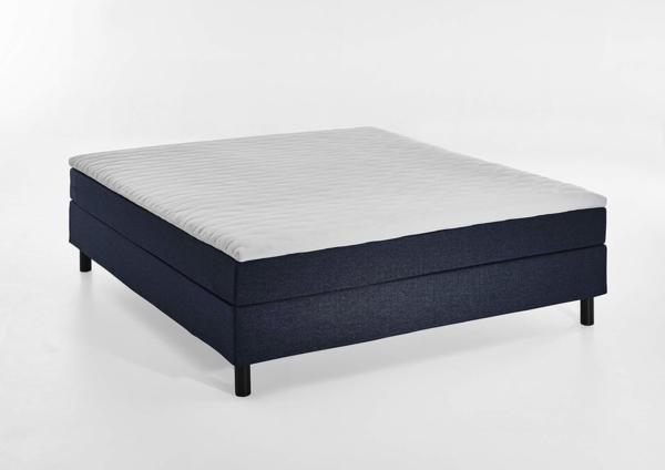 Atlantic Home Collection Happy Boxbett ohne Kopfteil, Bonellfederkern- Matratze, Härtegrad H2, Stoff, Blau, 180/200 cm, Liegehöhe ca. 58 cm