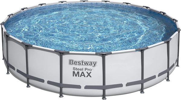 Bestway Steel Pro MAX Frame Pool Komplett-Set mit Filterpumpe Ø 549 x 122 cm, lichtgrau, rund Bild 11