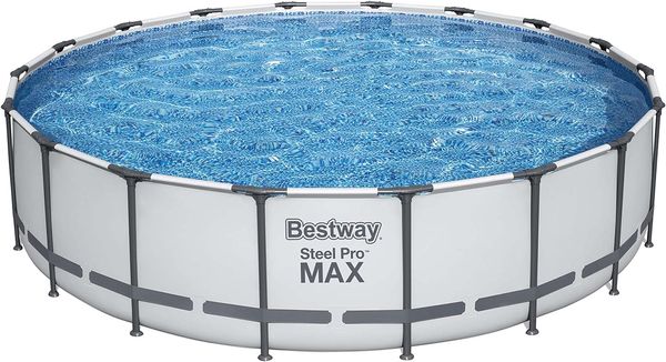 Bestway Steel Pro MAX Frame Pool Komplett-Set mit Filterpumpe Ø 549 x 122 cm, lichtgrau, rund Bild 4