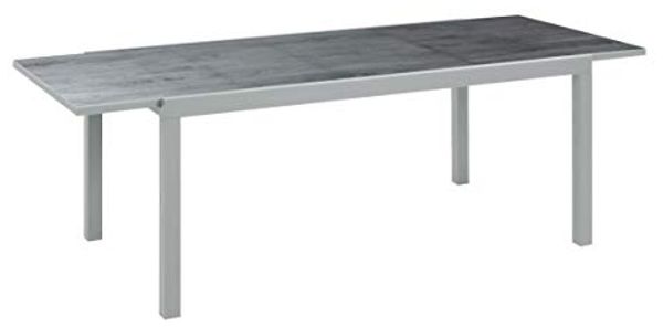 greemotion Ausziehtisch Monza, Glastischplatte, Keramiklook, 160/240 x 75 x 90 cm, Silber / Grau