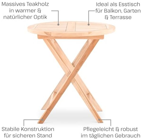 Raburg Gartentisch Esstisch, Teakholz, wetterfestes Teak, rund, Tina, 70 cm Ø, 76 cm hoch, langlebig, leicht & robust, UV-beständig & pflegeleicht Bild 7
