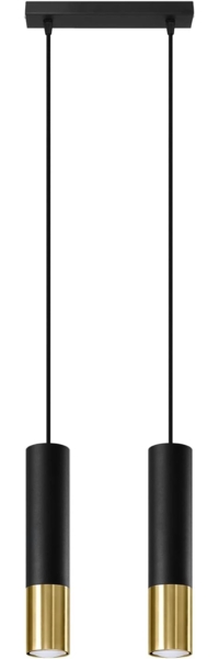 Pendelleuchte, Schwarz, Gold, Stahl, H 100 cm