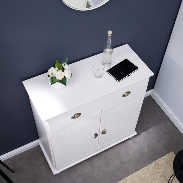 IDIMEX Kommode Vertiko Colmar, Highboard mit 1 Schublade und 2 Türen in Kiefer massiv weiß Bild 5