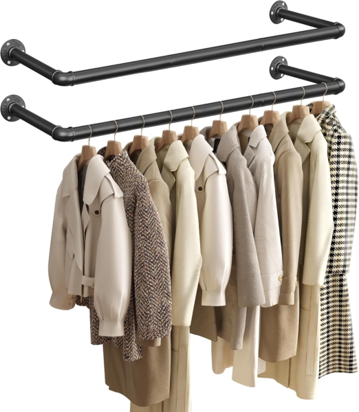 Calicosy Set aus 2 schwarzen Wandhaken für Kleidung - L92 x T30 cm - Schwarz