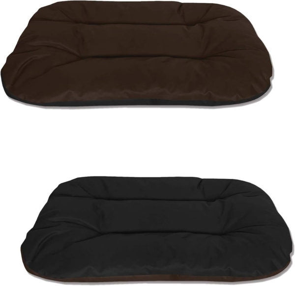 BedDog 2in1 Hundebett REX, Wende-Hunde-Kissen oval-rund, großes Hundekörbchen, waschbares Hundebett, Hundesofa L, MOCCA (schwarz/braun)