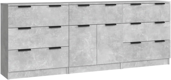 vidaXL 3-tlg. Sideboard-Set Betongrau Holzwerkstoff 3115799