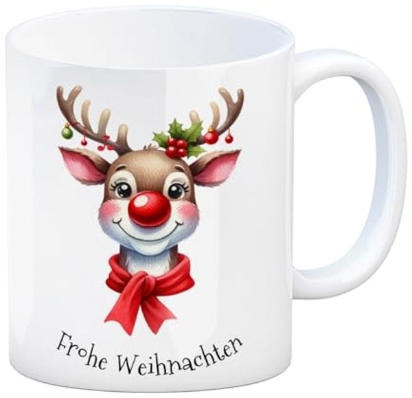 speecheese Tasse Rentier Kaffeebecher und Spruch Frohe Weihnachten