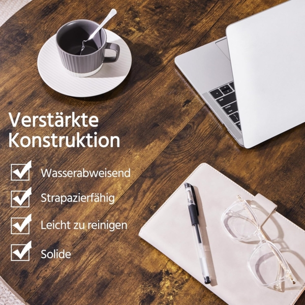 Yaheetech Couchtisch Runder Kaffeetisch mit Einstellbarer Schutzfüße Beistelltisch Sofatisch Wohnzimmertisch im Industriellen Stil Rustikal-Braun Bild 6