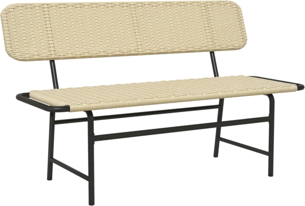 Outsunny Gartenbank Polyrattan Sitzbank Balkonbank bis 250 kg belastbar (Rattanbank, 1-St, Gartenmöbel), für Balkon, Terrasse, Metall, Khaki 132 x 66 x 80 cm