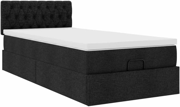 Ottoman-Bett mit Matratze Schwarz 80x200 cm Stoff 3311499