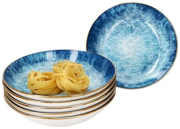 MamboCat Suppenteller Marina 6er Set Suppenteller blau 450ml Porzellan Teller tief Pasta