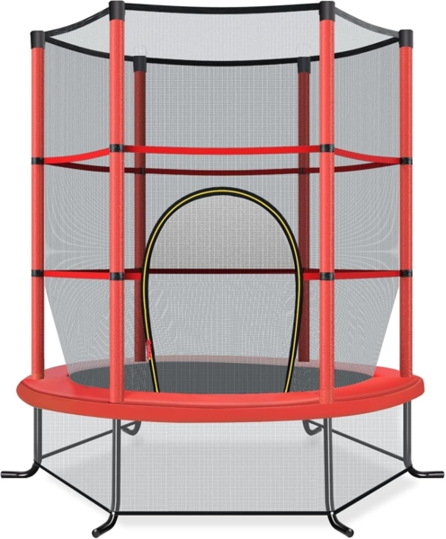 COSTWAY Gartentrampolin mit Sicherheitsnetz, Trampolin bis 45kg belastbar, Indoor-/Outdoortrampolin für Kinder ab 3 Jahre, Ø140cm