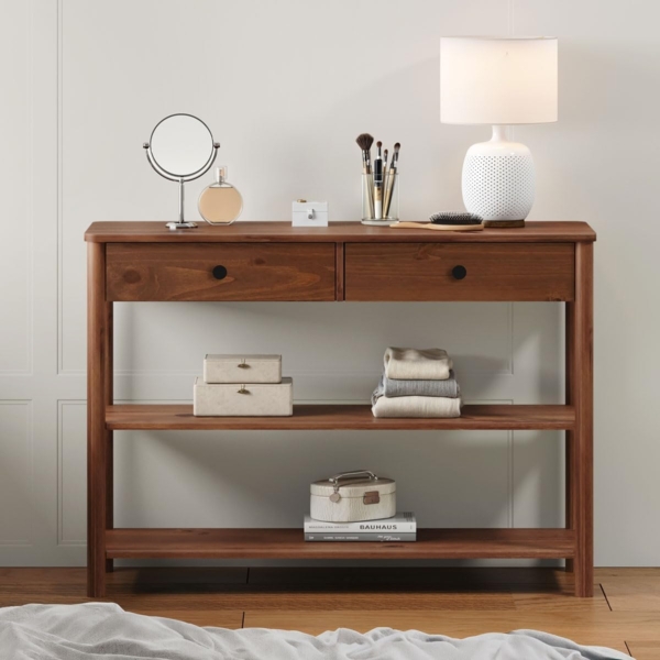 IDIMEX Konsolentisch APOANA, Flurtisch schmal mit 2 Schubladen aus Massivholz kastanie farben