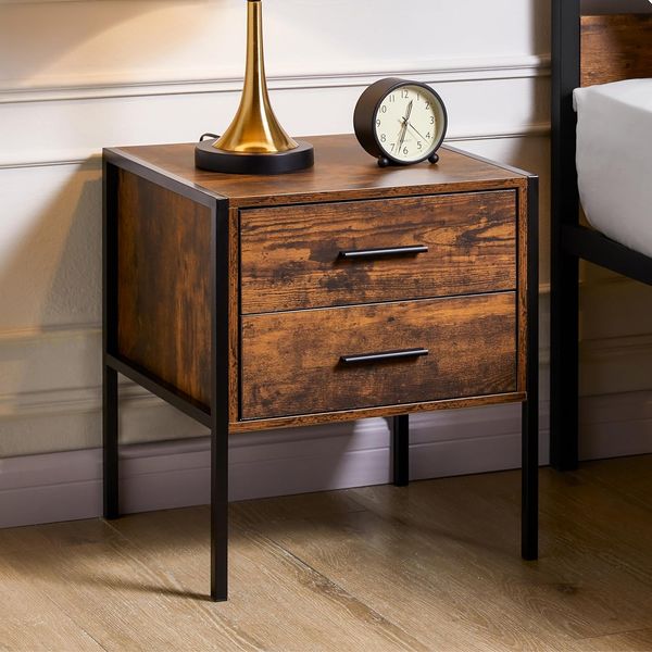 Vida Designs Brooklyn Nachttisch, Dunkles Holz, 2 Schublade