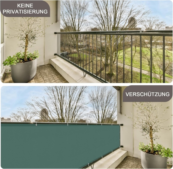 SUNNY GUARD Balkon Sichtschutz 50x200 cm Balkonverkleidung Balkonabdeckung Balkonumspannungen,UV-Schutz,Wind und wasserdicht,Geeignet für Balkon,Garten,mit Kabelbinder,Verde,Benutzerdefinierte Bild 5