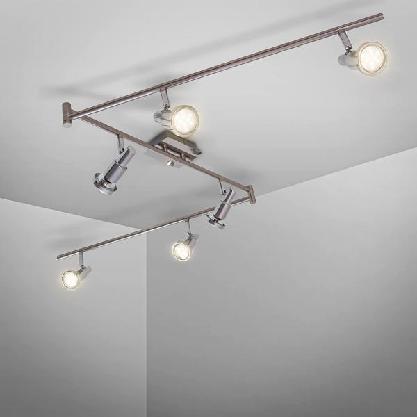 B.K.Licht Deckenleuchte moderne LED Deckenlampe 6-flammig 180cm Metall matt-nickel - BKL1207, LED wechselbar