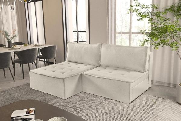 Ecksofa Schlafsofa AMALIA Stoff Raven Creme Ottomane Links