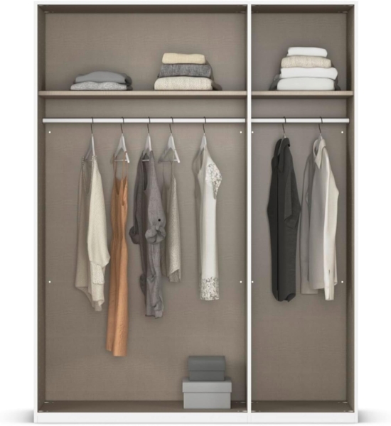 Rauch Möbel Alabama, Kleiderschrank, Garderobenschrank, 3-türig, Zubehör Basic, 2 Kleiderstangen, 2 Einlegeböden, Farbe Weiß, Griff Grau metallic, 136 x 210 x 54 cm Bild 7