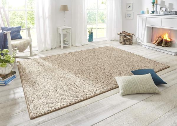 Woll-Optik Teppich Wolly Beige Braun - 80x200x0,1cm