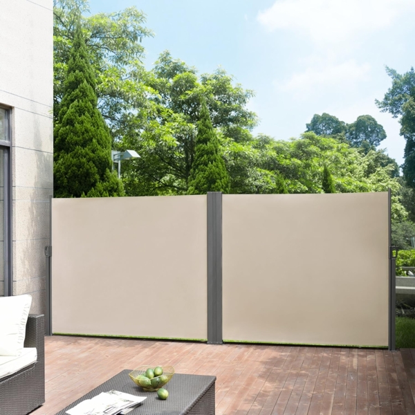 Doppelte Seitenmarkise Alcazaba 160x600 cm Sandfarben pro. tec