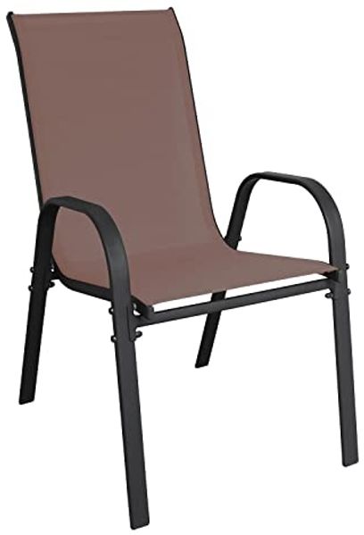 Outdoorstuhl Gartenstuhl Stapelstuhl wetterfest Metall Textilen Braun
