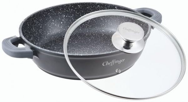 Pfanne Bratpfanne Schmorpfanne mit Glasdeckel Aluguss Ø36cm CF-SC36