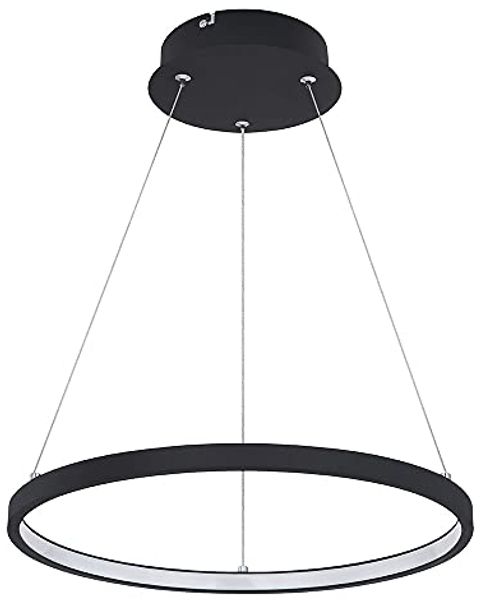 LED Hängeleuchte, Ring-Design, schwarz-matt, opal, 38,5cm