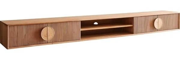 Lowboard Surimu 240 cm Akazie Hellbraun 4 Türen 2 Fächer Kork-Griff schwebend