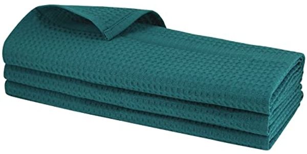 Engelland Geschirrtuch Poliertuch, (Vorteils-Set, 3-tlg, Waffel-Pique), 100 % Baumwolle, integrierte Aufhängeschlaufe, 70 x 50 cm